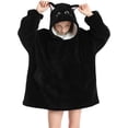 thumbnail image 5 of Wearable Blanket Hoodie for Kids 4-12YR Animal Oversized Hooded Blanket Super Soft Comfortable Warm Flannel Black Cat, 5 of 6