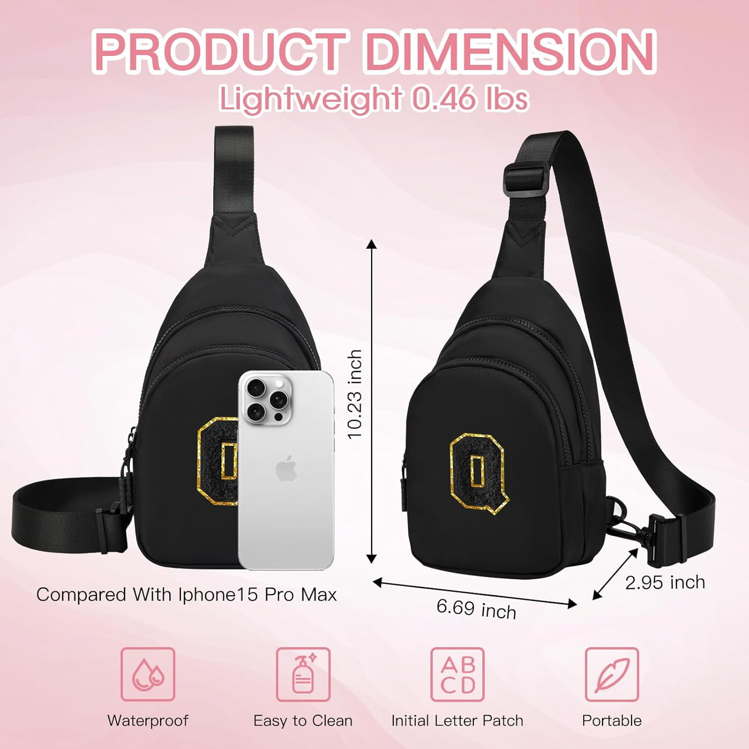 Small Initial Sling Bag for Girls & Women - Cute Crossbody Fanny Pack Birthday Gifts for 7 8 9 10 11 12 13 Year Old Girls