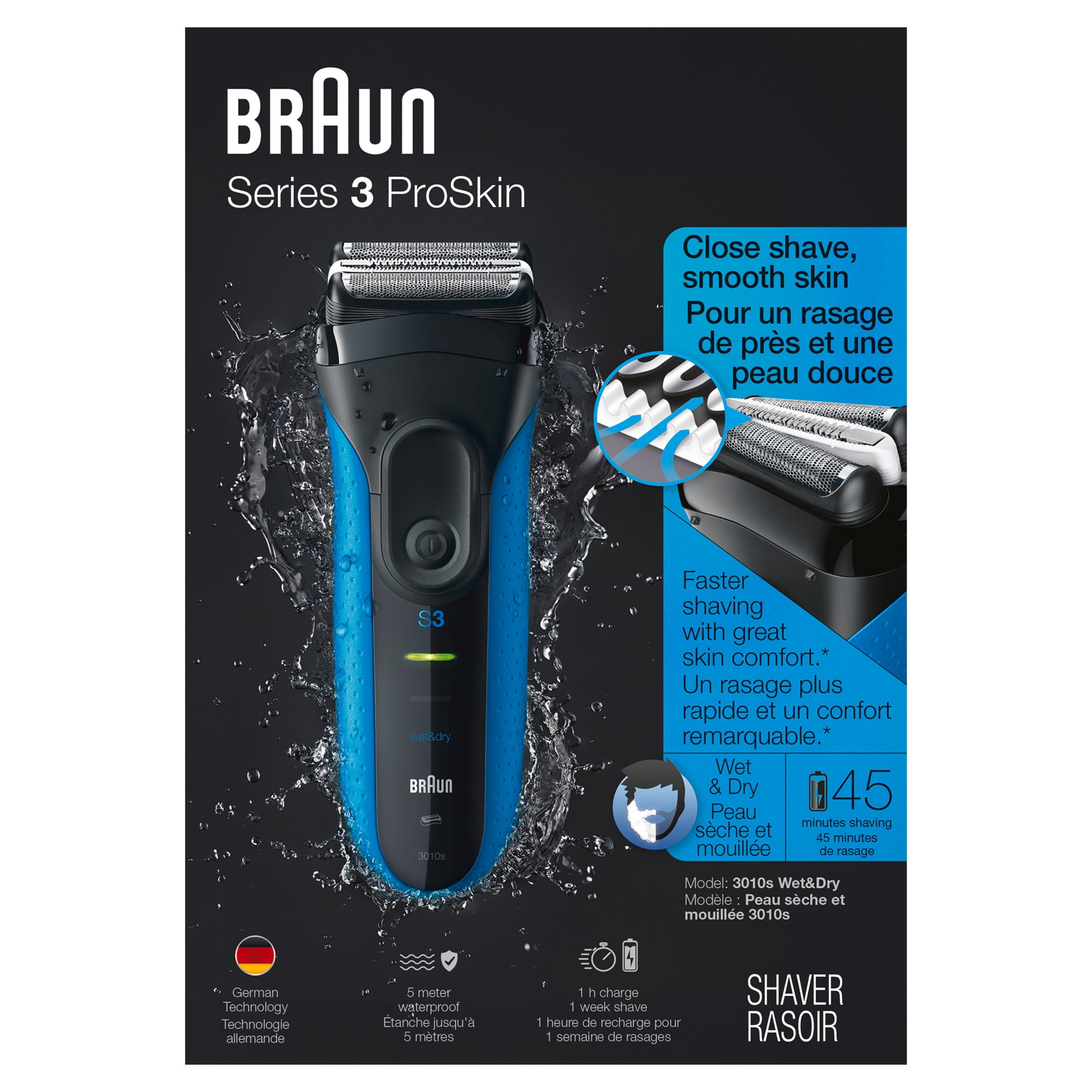 脱毛・除毛 BRAUN Series 3 ProSkin 3010s Wet&Dry Braun Series 3 310s Rechargeable Wet & Dry Men's Electric Shaver