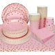 thumbnail image 1 of 201 piezas de suministros para fiestas desechables de color rosa y dorado, que incluyen platos de papel con lunares, servilletas, vasos, cuchillos, cucharas, tenedores y manteles JAMW Sencillez, 1 of 5