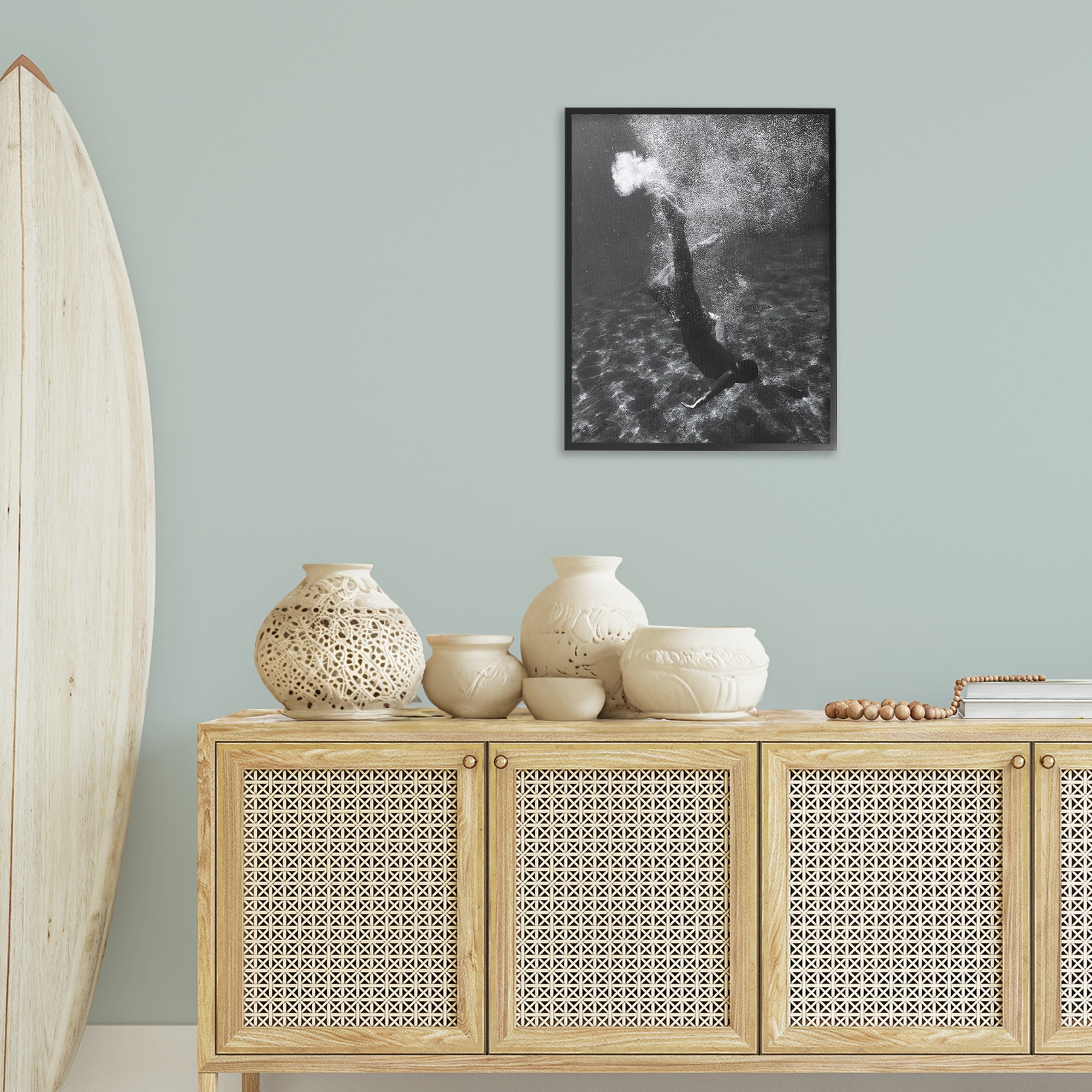 Stupell Industries Deep Ocean Diving Novelty Photography Black Framed Art Print Wall Art, 24 x 30