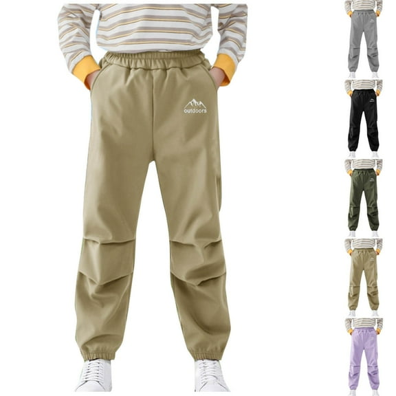 HAOTAGS Quick-drying Cargo Pants for Boys,Summer Causal Solid Color Mosquito Guard Pants Childrens Casual Pants Khaki 9 Years