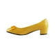 thumbnail image 3 of Krisp - Zapatos de piel con tacón bajo y lacito para chica mujer (Amarillo), 3 of 5