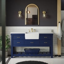 Charlotte 60" Single Farmhouse Bathroom Vanity with Royal Blue Cabinet and Quartz Top