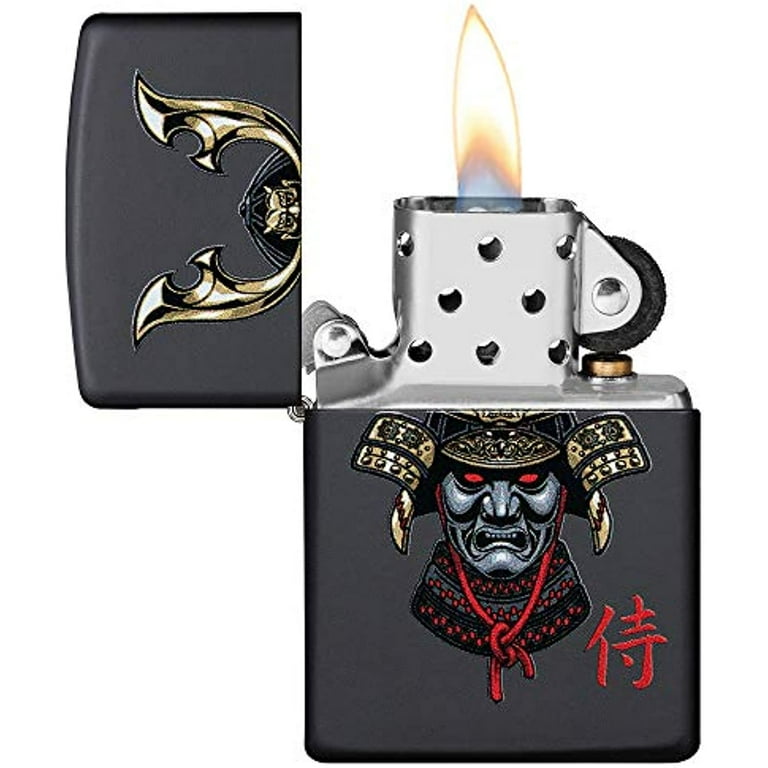 Zippo Samurai Helmet Design Black Matte Pocket Lighter, One Size