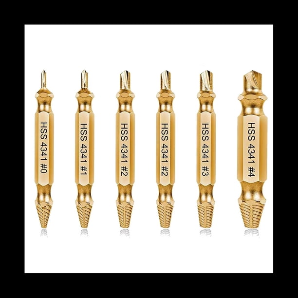 Kit de Extractor de Tornillos DañAdos de 6 Piezas, Juego de Extractores de Tornillos Pelados para Remover FáCil y RáPidamente los TamañOs Comunes de Herramientas Rotas