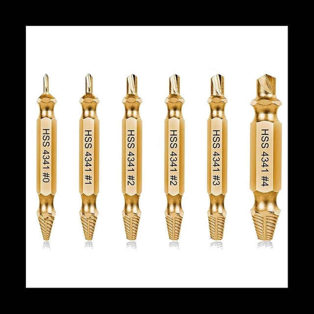 Kit de Extractor de Tornillos DañAdos de 6 Piezas, Juego de Extractores de Tornillos Pelados para Remover FáCil y RáPidamente los TamañOs Comunes de Herramientas Rotas