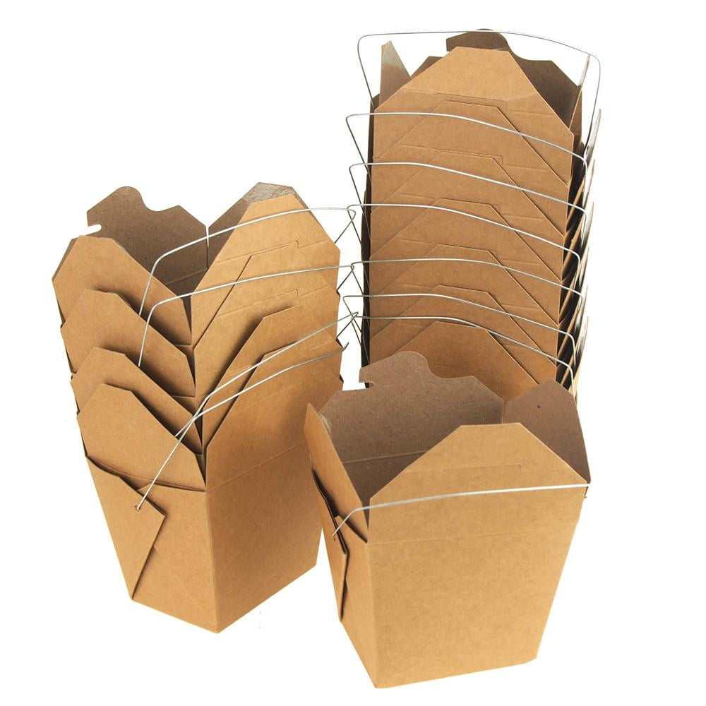 Take Out Boxes with Wire Handle, 31/4Inch, 12Piece, Natural