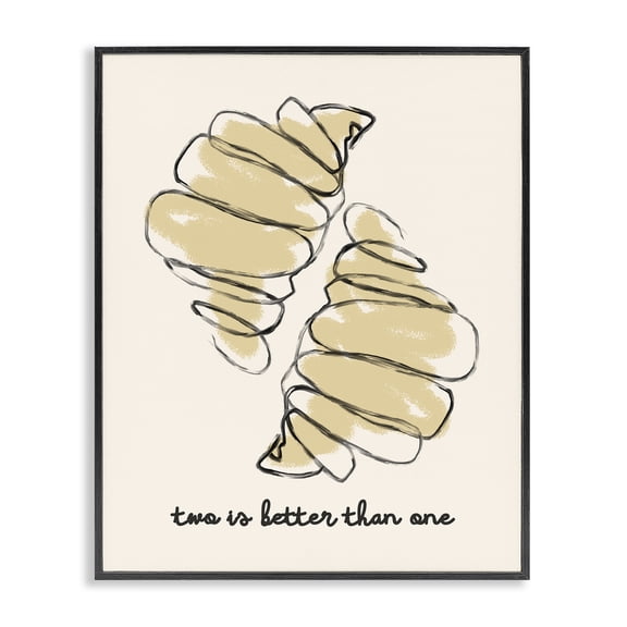 Stupell Industries Croissants with French Phrase Quotes and Sayings Painting Black Framed Art Print Wall Art, 11 x 14