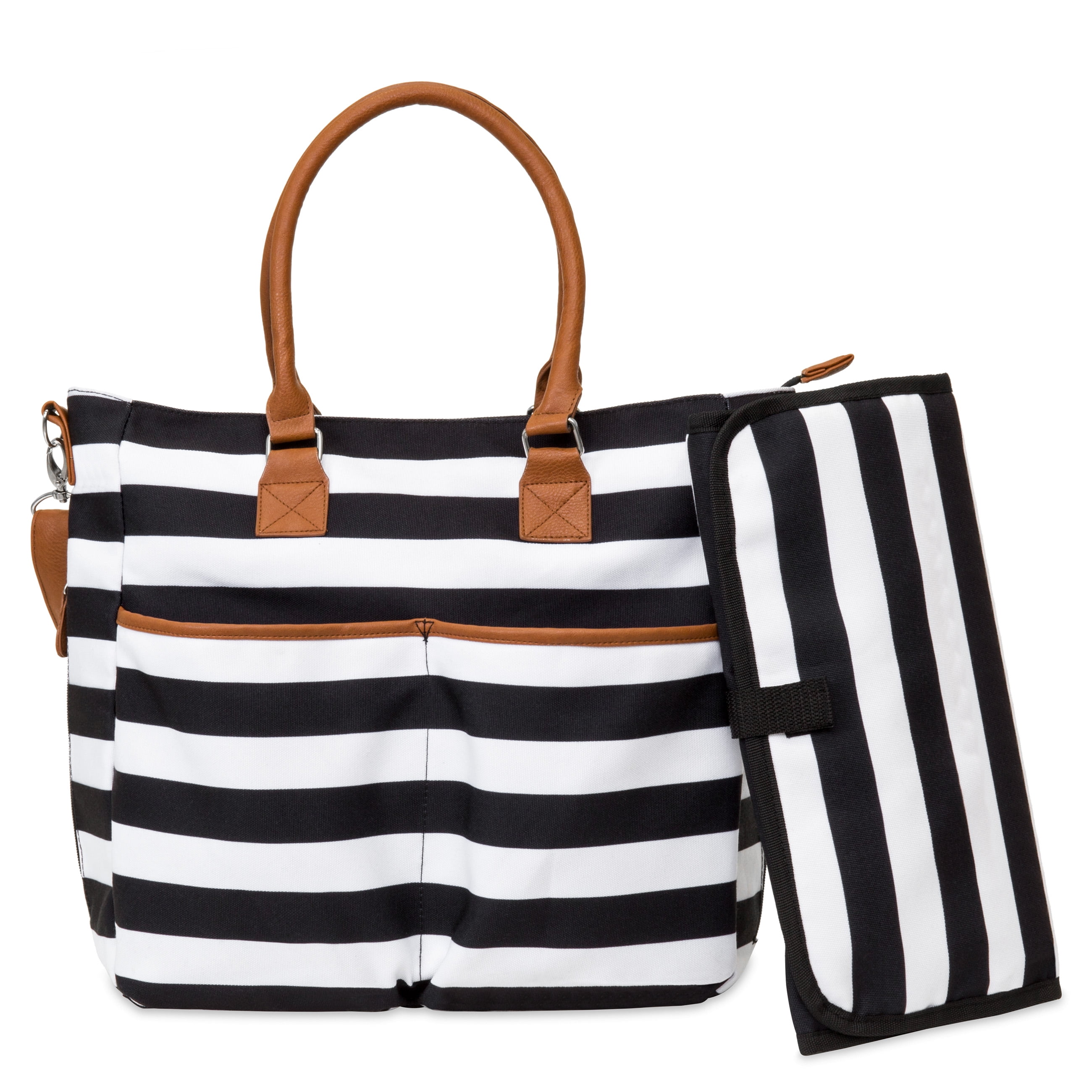 black diaper bag with gold zippers