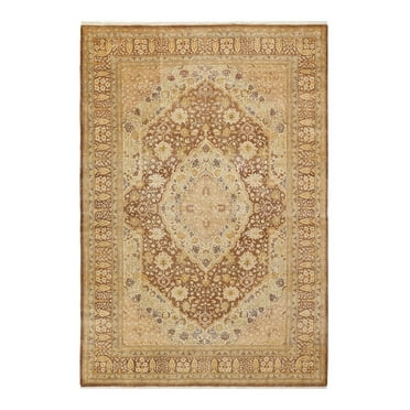 Hand-Knotted Wool Oriental Traditional Brown Area Rug 6' 2" x 9' 1"