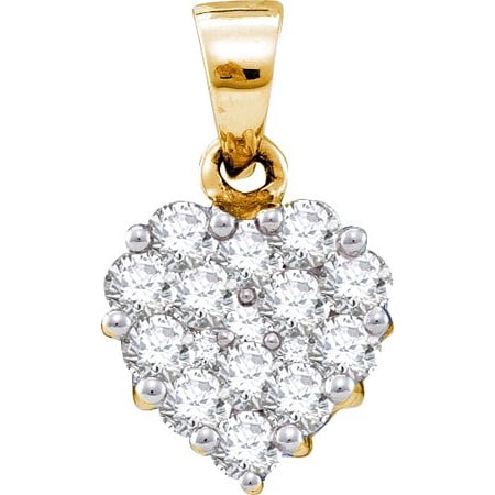 14K Yellow Gold 0.47ctw Fancy Sleek Pave Diamond Fashion Heart Pendant