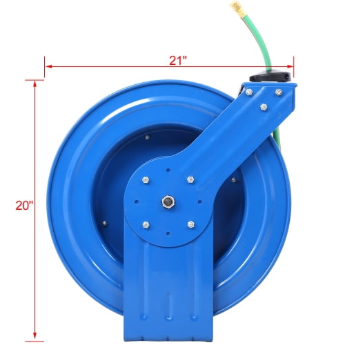 Retractable Welding Hose Reel, 1/4" x 100 ft Twin Oxygen Acetylene Hoses, Heavy Duty Single Arm, 200 PSI, for Industrial & Shop Use
