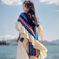 thumbnail image 3 of Shawl Wraps for Women, Bohemian Ethnic Style Cape Open Front Poncho Scarf Blanket Cardigan Coat with Tassels for Spring Autumn Winter, 3 of 7