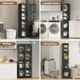 thumbnail image 7 of 4-Tier Tall Narrow Storage Cabinet Organizer, Slim Bathroom Cabinets with Doors and Shelves Adjustable, Plastic Kitchen Pantry Organizers and Storages for Small Space, Laundry, Black, 7 of 7