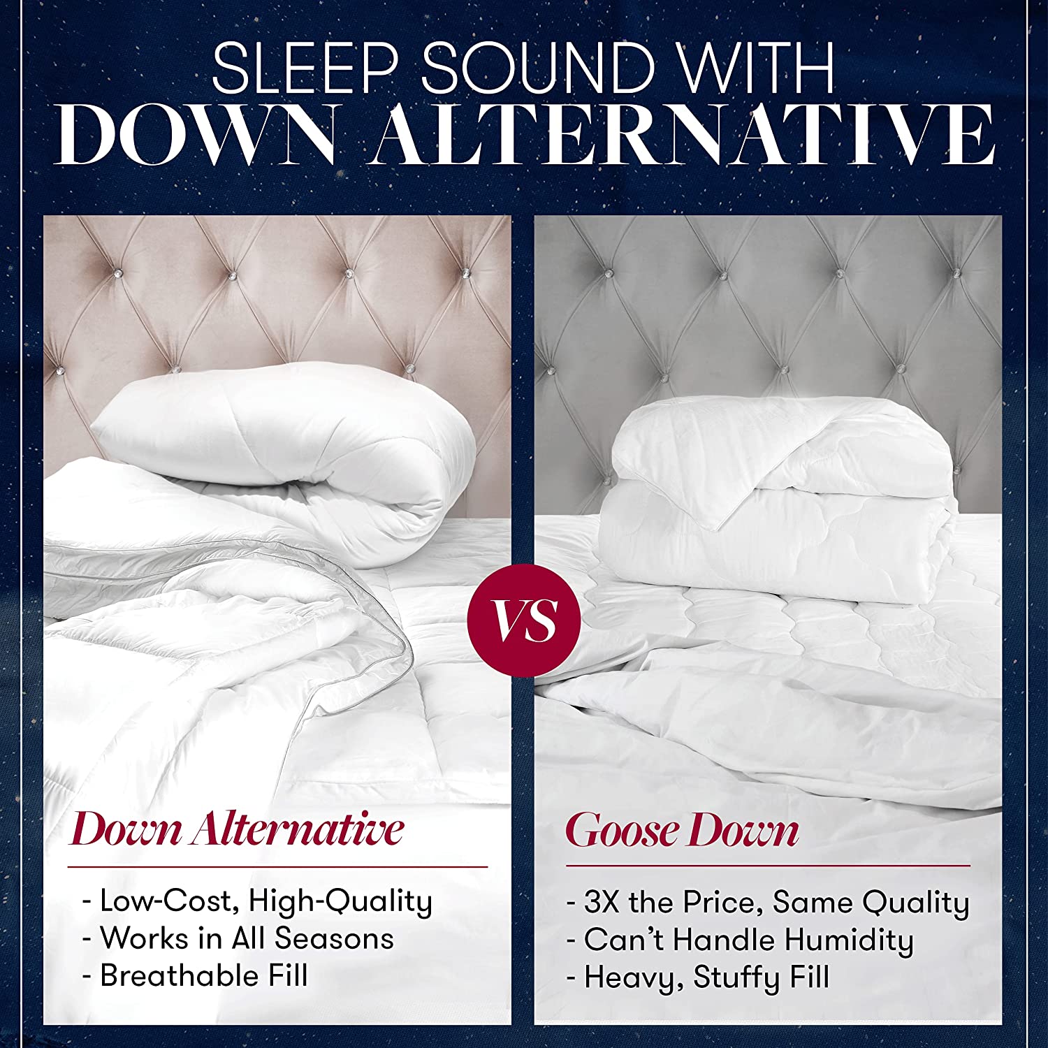 1800 Series Goose Down Alternative Reversible Comforter - Hypoallergenic - All Season-, King/Cal King, Black/Burgundy