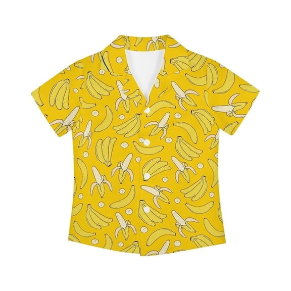 Landzoo Toddler Kids Boys Girls Shirts Banana Print Short Sleeve Notch Neck T-Shirt Summer Loose Fit Boys Tops Size 3-4 Years Yellow