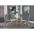 thumbnail image 2 of 5pc. 68" x 40" Glass Dining Set with 4 Chairs and Gold Stainless Steel, 2 of 4