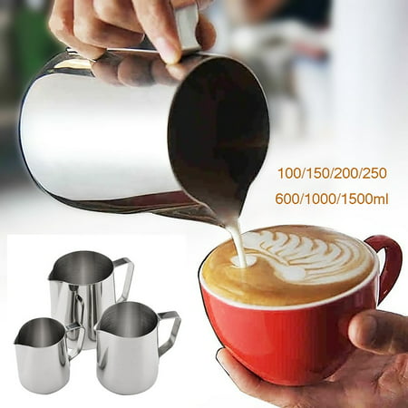 Milk Frothing Pitcher Jug for Latte Art, Stainless Steel Espresso Steaming Pitcher, Coffee Creamer Frothing (Best Milk Jug For Latte Art)