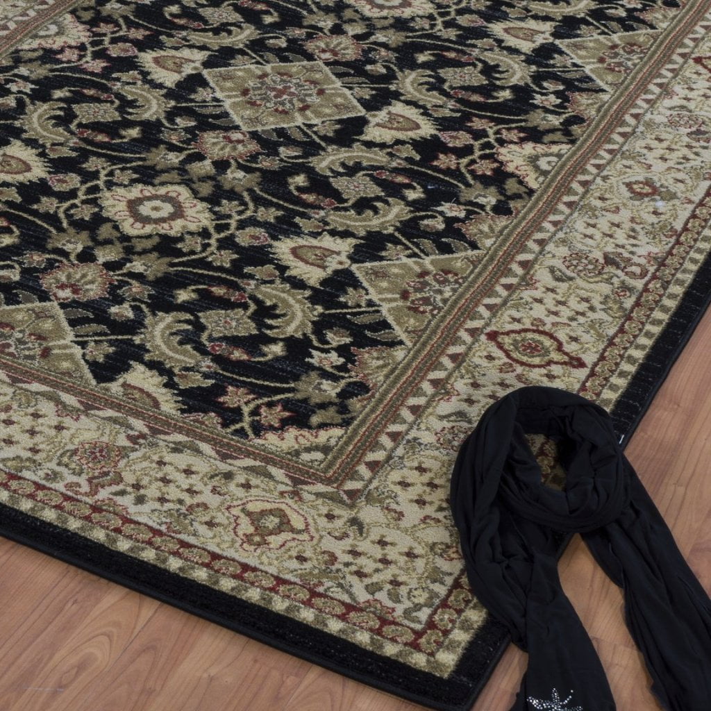 Ladole Rugs Traditional Persian Design Runner Area Rug Carpet Black