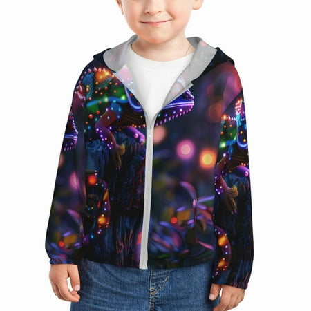 

Goofa Glowing Chameleon Fantasy Art Printed Kids Zip-Up Hoodie Girls Boys UPF50+ Sun Protection Jacket Hooded Cooling Shirt-2 Years