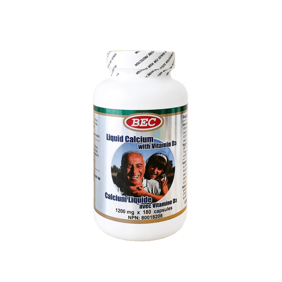 BEC Liquid Calcium with Vitamin D3 180 Capsules