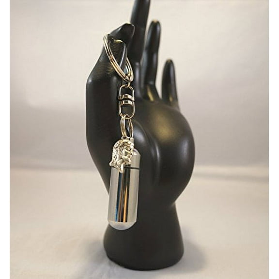 Engraved Anointing Oil Holder/Keepsake - Jesus Profile - on Swivel Stainless Steel Keychain