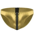 thumbnail image 4 of 2 Pack Satin Underwear for Men with Zipper Up Low Waisted Thongs Briefs Mens Casual Solid Color Breathable High-Cut Stretchy Loungewear Brief, 4 of 8