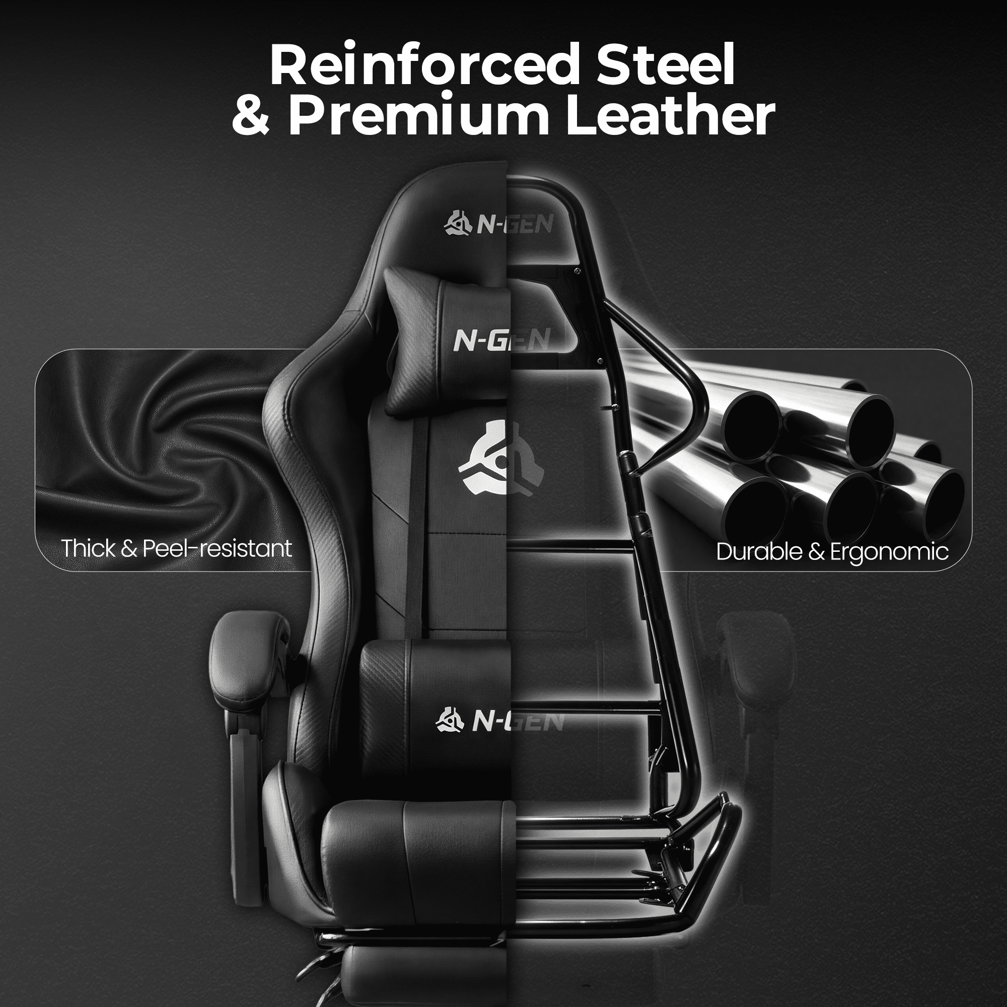 NEO CHAIR Video Gaming Chair with Footrest High Back Ergonomic Comfortable Office Computer Desk with Lumbar Support Height Adjustable with PU Leather Recliner for Adults Women Men (Black)