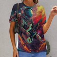 thumbnail image 6 of Astronauts Play Guitar in Space Women's T-Shirt Short Sleeve T Shirts Tops Tee Ladies Loose T, 6 of 6