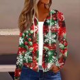 thumbnail image 2 of Women's Fashion Christmas Print Casual Zip-Up Long-Sleeve Hooded Jacket, for Outdoor Activities and Daily Use,Deep Red,XL, 2 of 6