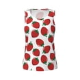 thumbnail image 4 of Xecao Hand Drawn Strawberry print women's scoop neck, loose-fit workout tank tops for the gym., 4 of 9