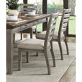 thumbnail image 4 of 6pc Set Gray Side Chairs Fabric Upholstered Seat Dining Wooden Furniture, 4 of 5