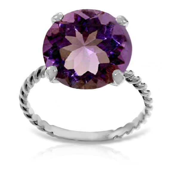 Galaxy Gold 14K Solid Gold Natural Amethyst Ring for Women - White Gold Fine Jewelry