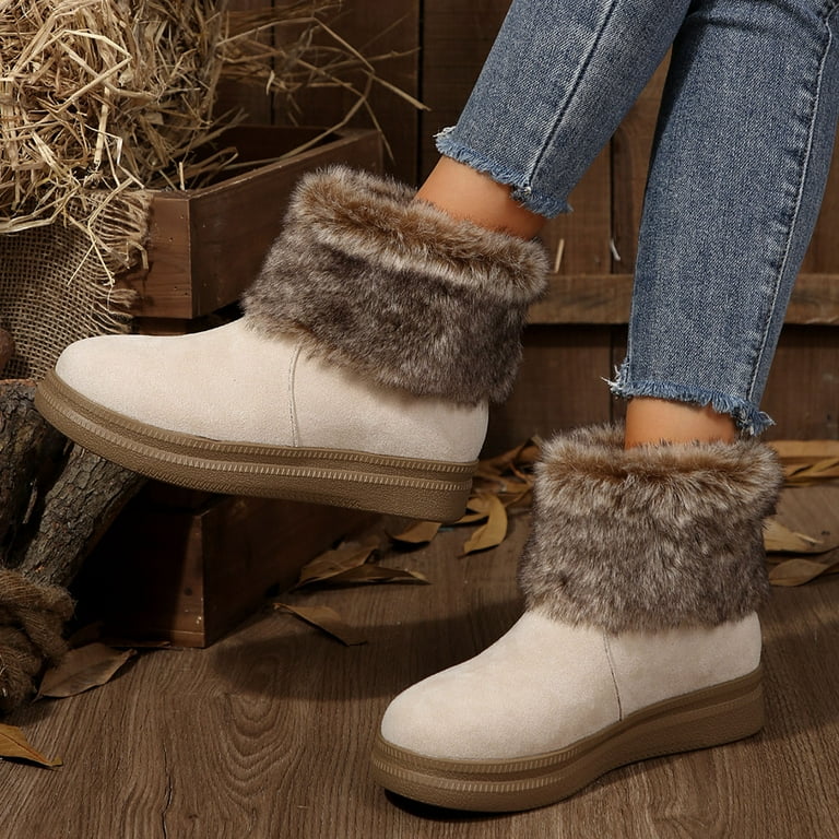 ankle boots womens faux fur hiking boots