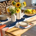 thumbnail image 4 of Navy Blue Burnt Orange Round 15 Inch Placemats Set of 8, Middle Century Modern Geometric HeatResistant Non Slip Place Mats for Dining Table, Wipeable Braided Kitchen Table Mats for Housewarming, 4 of 9