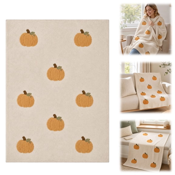 Fall Thanksgiving Throw Blanket, Pumpkin Pattern Soft Warm Autumn Flannel Blanket Thanksgiving Cozy Gifts Home Decor for Couch Chair Sofa Bed, 27.6x39.4 Inch