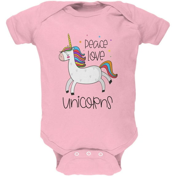 Peace Love Unicorns Soft Baby One Piece Light Pink 18-24 M