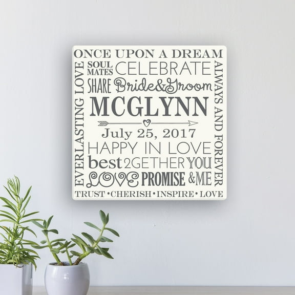 Personalized Wedding Words 12x12 or 16" x 16" Canvas