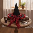 thumbnail image 3 of Hsqqdc Women Decorative Velvet Pointer Hat Ruffled Edge Long Ribbon Bow Festival Party Cap, 3 of 7