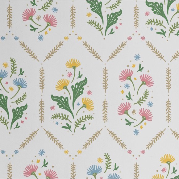 S4Sassy Geometric Floral Wallpaper - Multi Wall Covering, 25" x 240" Self-Adhesive Textured Vinyl Walls Paper, Walls Wrap, Easy DIY Wall Covering For Farmhouse Bedroom, Living Room, Cabinets