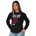 thumbnail image 4 of What Look In Guys Pug Owner Dog Lady Women's Long Sleeve T Shirt Brisco Brands S, 4 of 6
