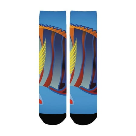 

Marine Tropical Exotic Ocean Sea Fish with Colorful Fins and Underwater Nautical Image es Multicolor Women s Custom Socks (Made In USA)