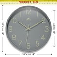 thumbnail image 7 of Infinity Instruments Stencil Plastic 14" Indoor Wall Clock with Arabic Numbers on Clocks Face, Silent Movement, Light Grey, 7 of 7
