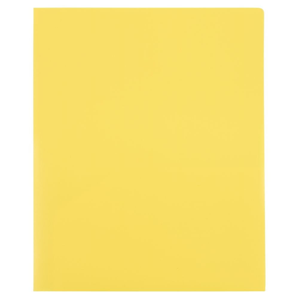 JAM Paper Heavy Duty Plastic Two Pocket Presentation Folders, Yellow, 108/pack
