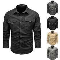 Men's Fishing Shirt Tactical Quick Dry Long Sleeve Work Shirt with Pockets Breathable Sun Protection for Hiking Casual Outdoor