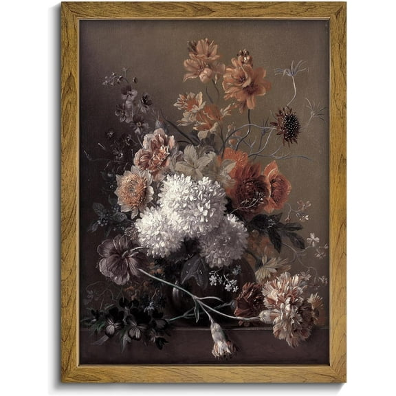 Moody Flower Painting - Still Life Flower Wall Art, Van's Vintage Floral Wall Art, Antique Art Print, Farmhouse Wall Art Moody Botanical Oil Painting