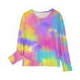 thumbnail image 6 of LFEOOST Girls Striped Printed Sweatshirts Kids Tie Dye Crewneck Long Sleeve Pullover Tops 3-14 Years Birthday Gifts for Teen Girls Boys Multicolor 5 Years, 6 of 6