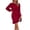 Deep Red, variant on Women's Ruched Balloon Sleeve Mini Dress with ninety five percent polyester and five percent elastane fabric blend