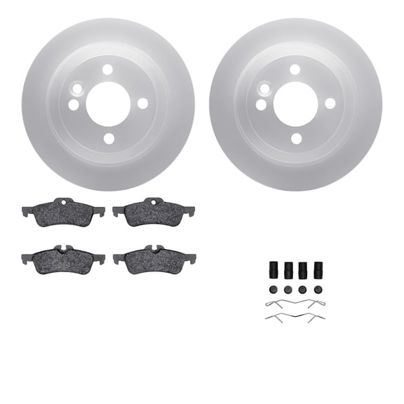 Dynamic Friction Company Rear Geospec Brake Rotors with 5000 Euro Ceramic Brake Pads includes Hardware 4612-32000